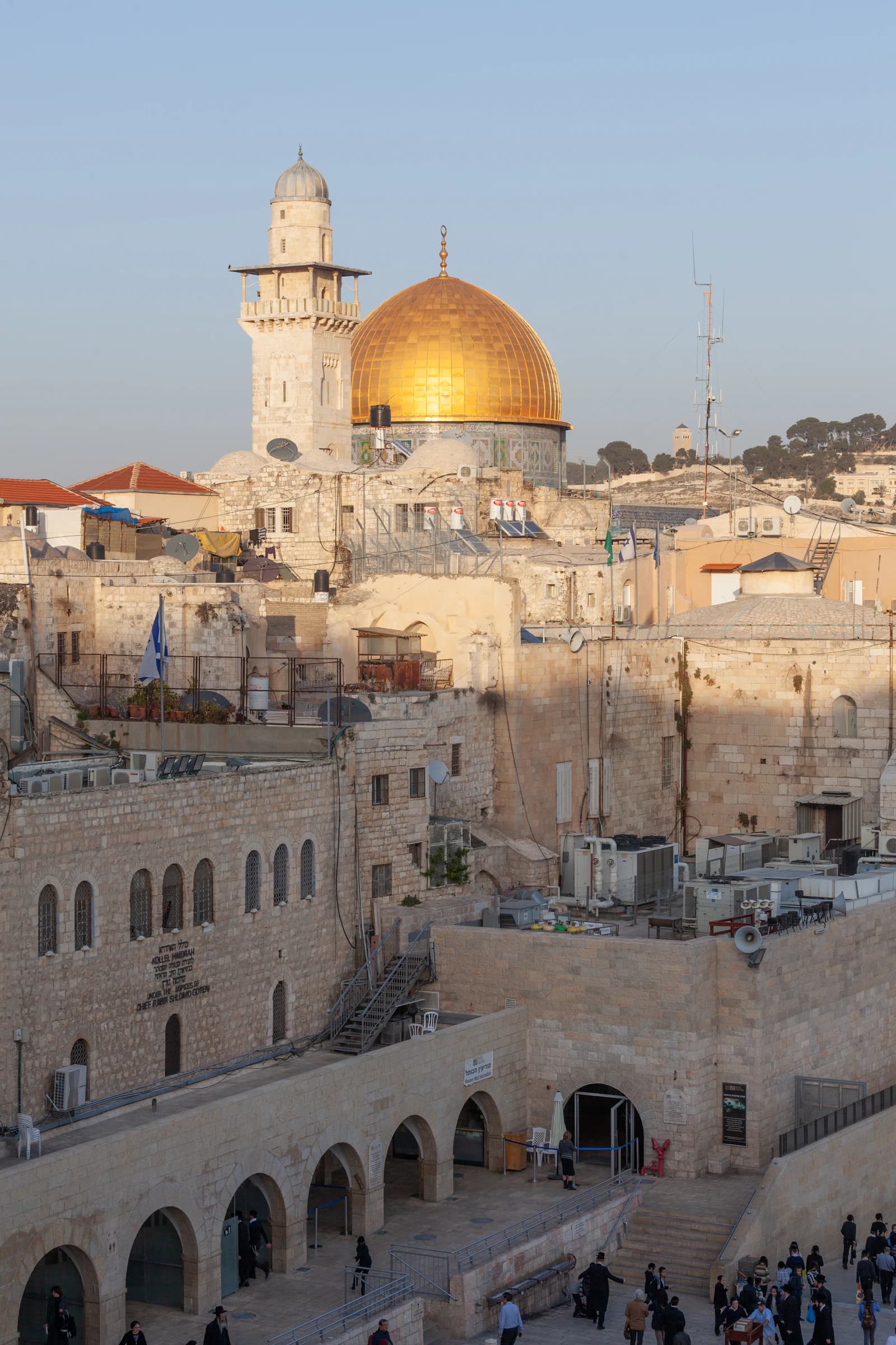 The Dome of the Rock above Jerusalem's Old City at sunset