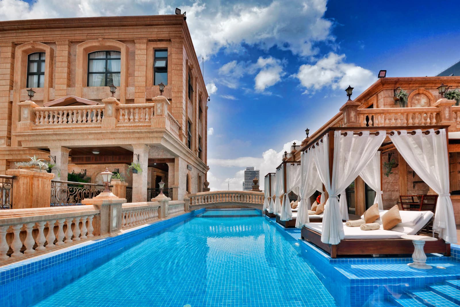 A modern resort property with private pool